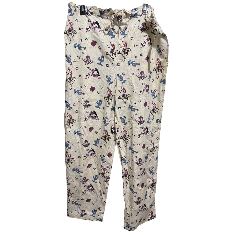 Xhilaration Pajama Pants Womens XL 1X Cream Western Cowboy Cactus Cotton NWT